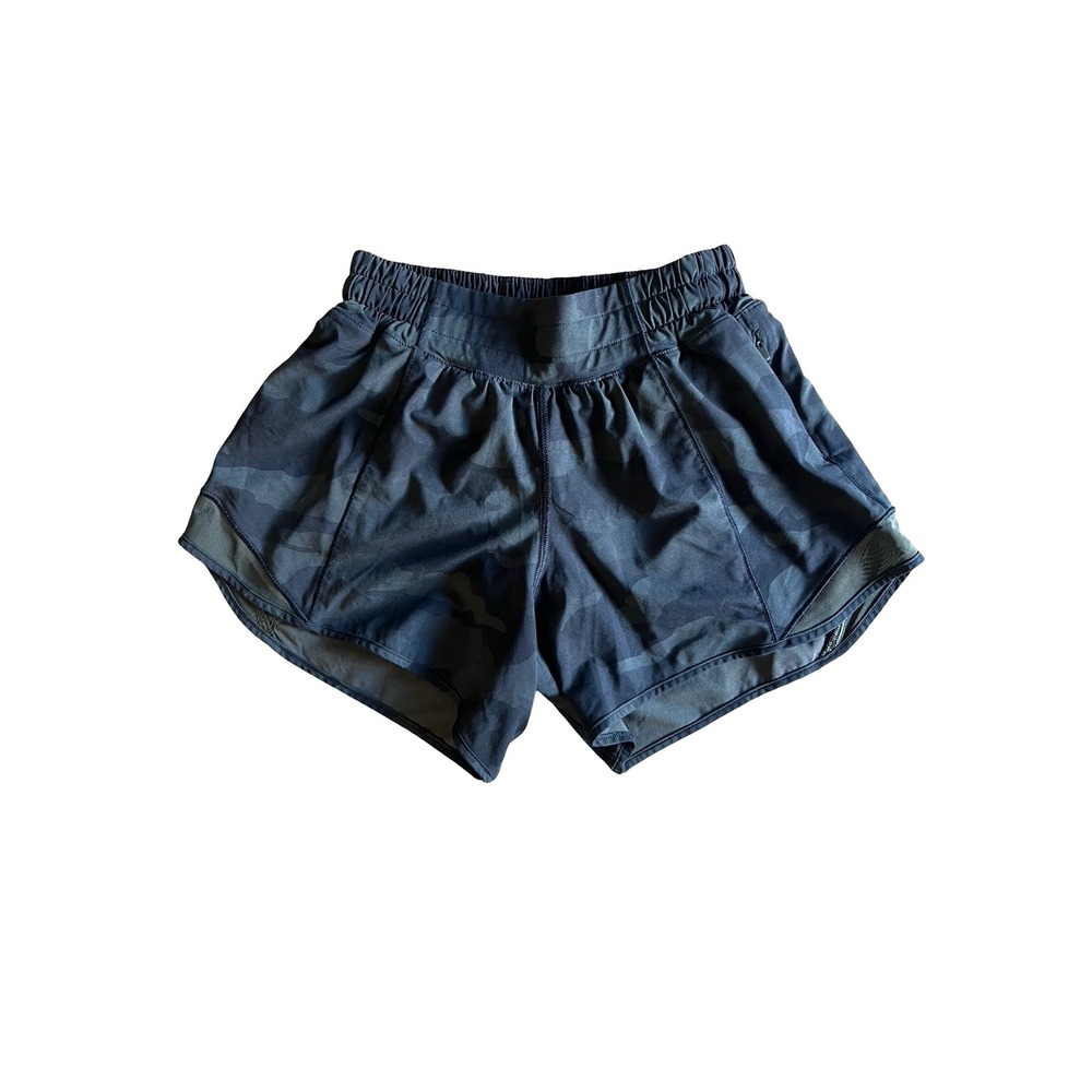 Lululemon Hotty Hot High-Rise Brief-Lined Running Athletic Shorts Camo Sz 2 Tall